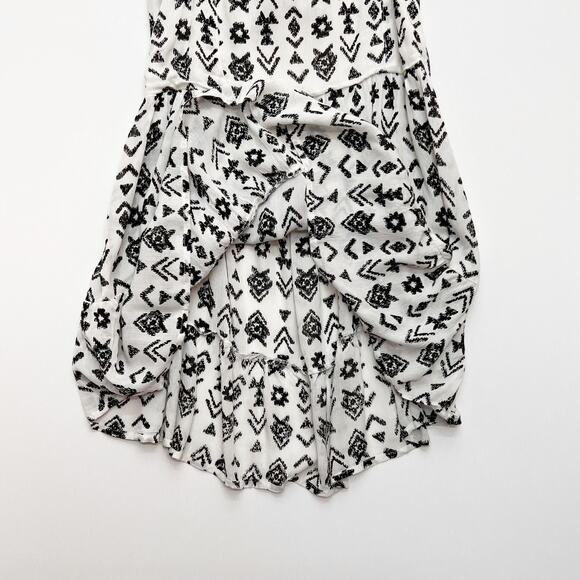 KIWI + PUNCH Southwestern Strappy Mini Dress White Black Open Tie Back Women's L - Picture 6 of 14